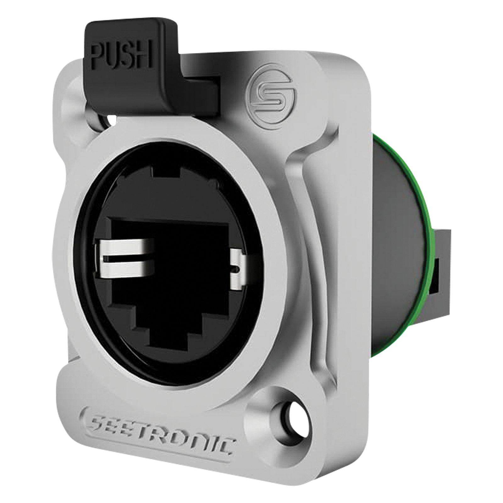 Connettore RJ45 per telaio tipo D, 2x4P 180°, IP65 - Seetronic SE8FDY02DC