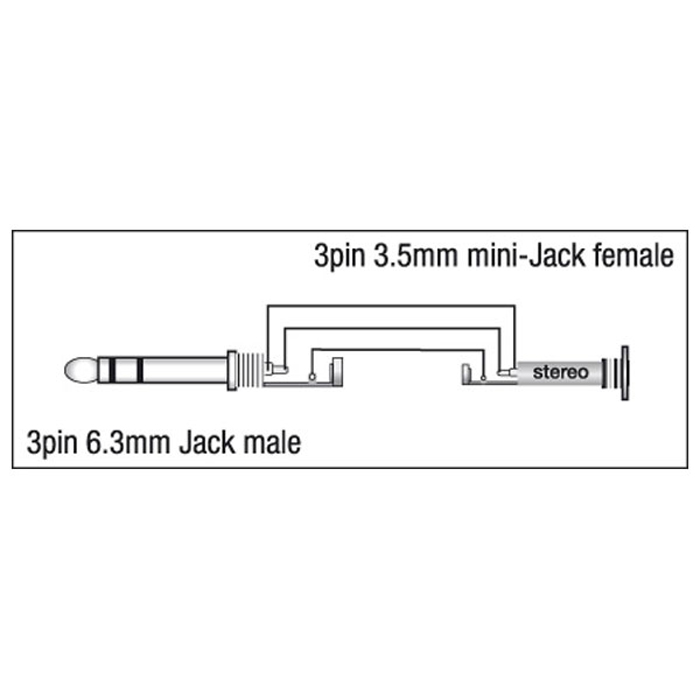 Adattatore Jack stereo maschio 6.3 mm a mini-jack femmina 3.5 mm - DAP XGA13