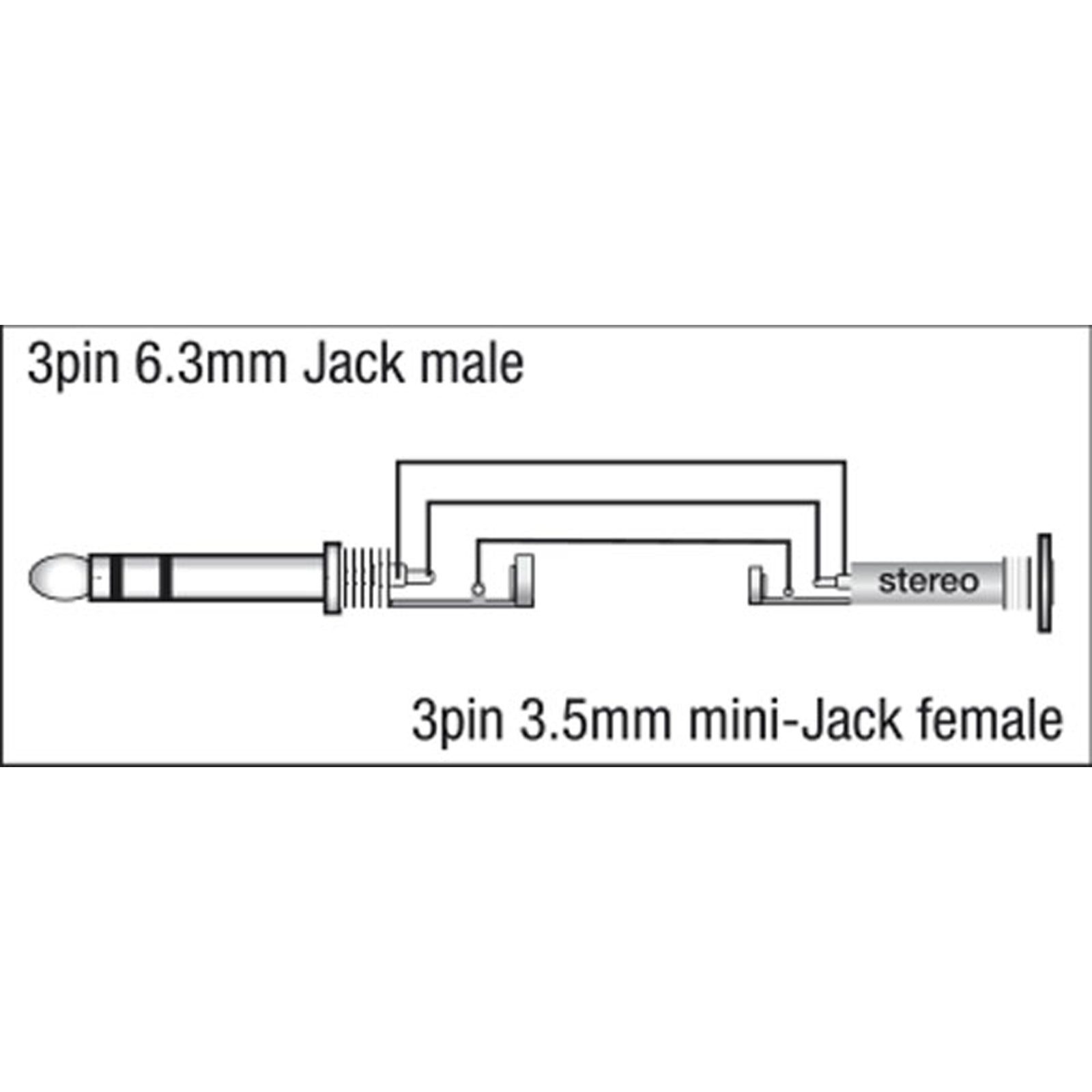 Adattatore Jack stereo maschio 6.3 mm a mini-jack femmina 3.5 mm - DAP XGA13