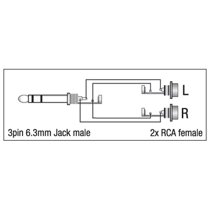Adattatore Jack stereo maschio 6.3 mm a 2x RCA femmina - DAP XGA18