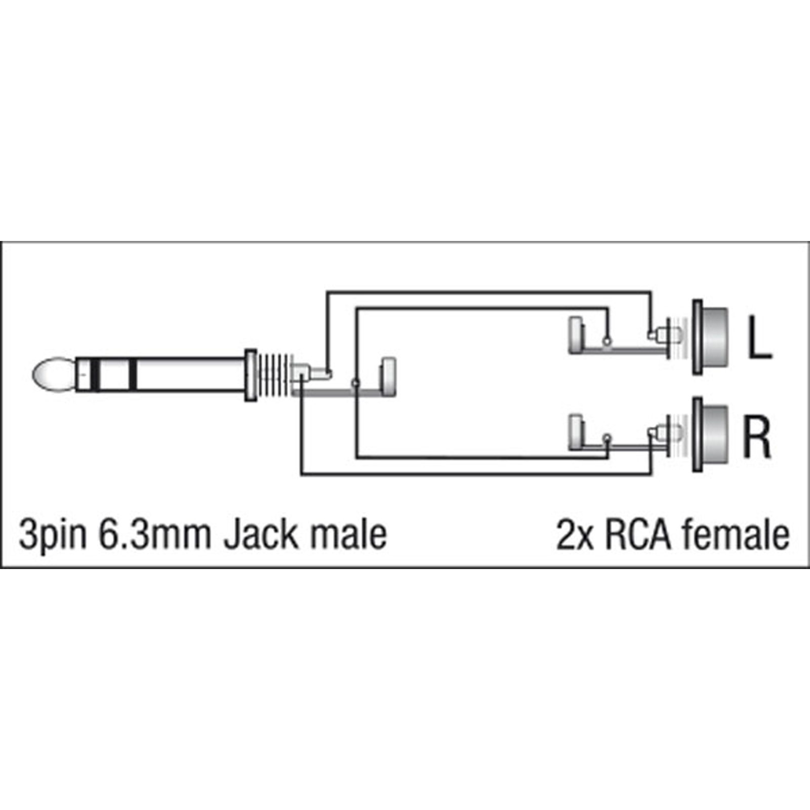Adattatore Jack stereo maschio 6.3 mm a 2x RCA femmina - DAP XGA18
